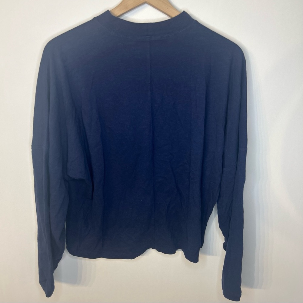 Aerie Women’s Navy Blue Cozy Long Sleeve Mockneck T-Shirt with Bow Print, Medium - Picture 9 of 12